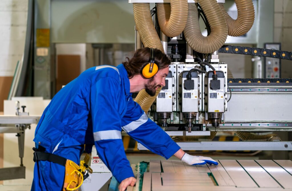 man working on CNC machine